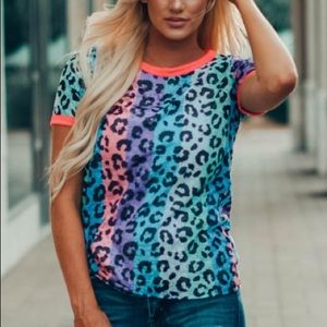 Multi-Colored Leopard Print Top
